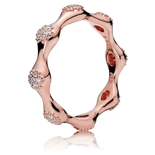 Pandora Rose ring with 56 pavé-set cubic zirconia stones