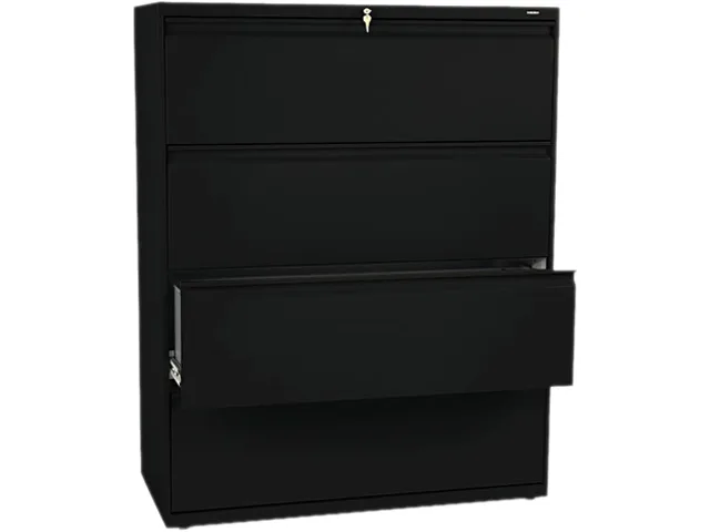 HON HON 894LP 800 Series Four-Drawer Lateral File 42w 19d 53h Black office furniture — product photo