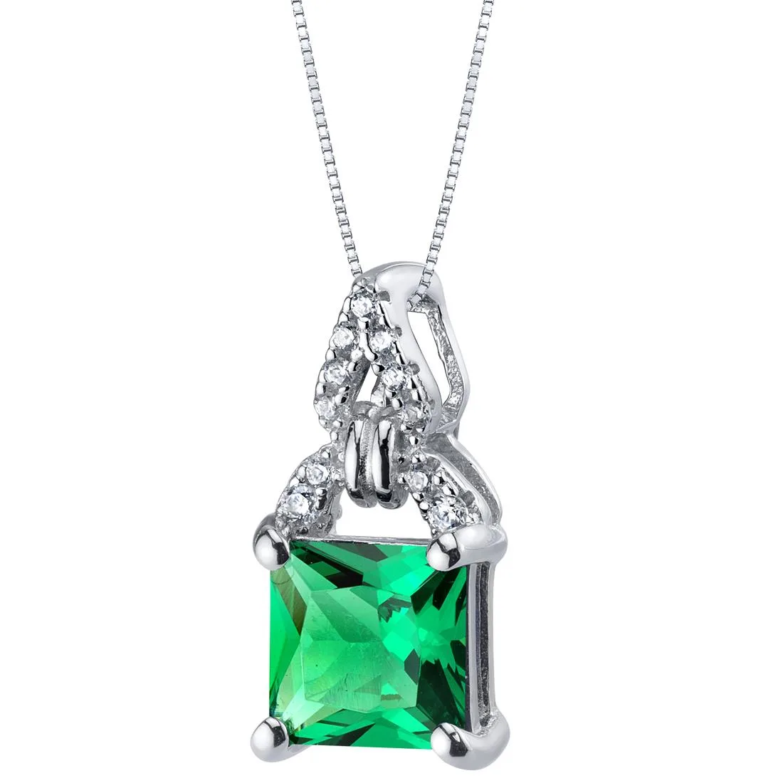 Oravo Oravo 1.5 Carat Simulated Emerald Sterling Silver Portico Pendant Necklace 18 — product photo