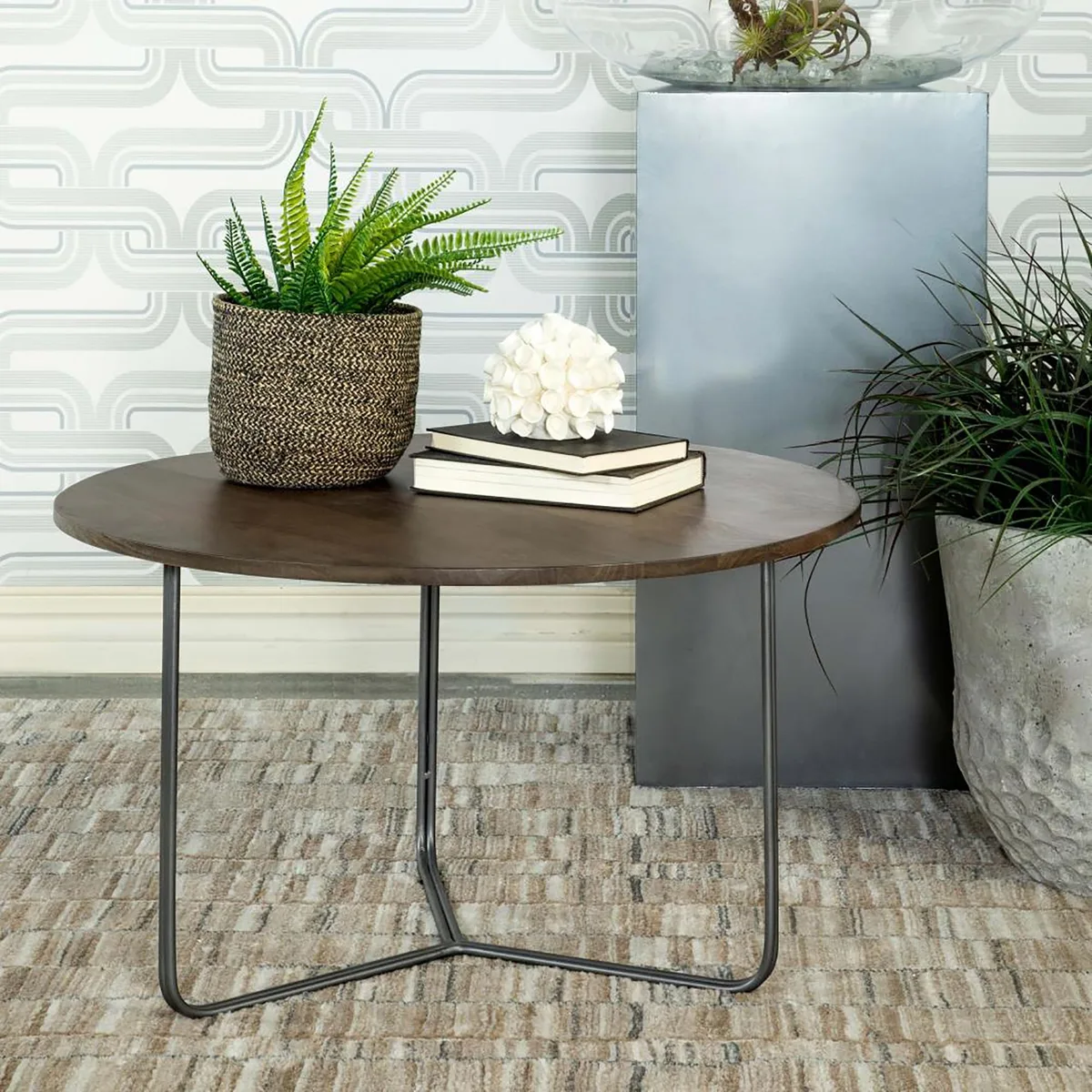 tuphen tuphen Natural and Gunmetal Top Accent Table — product photo