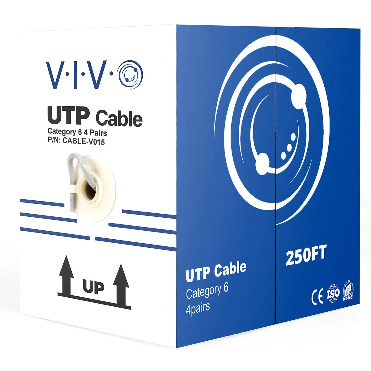  VIVO CABLE-V015 Cat6 CCA 23 AWG 250ft Grey network ethernet cable — product photo