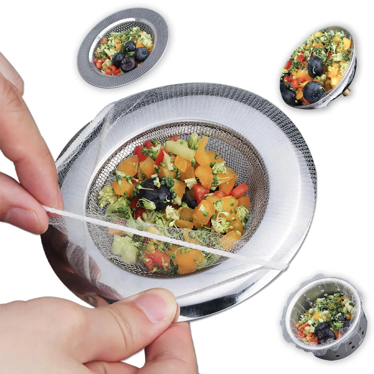 Pack of 250 disposable mesh drain strainer pouches
