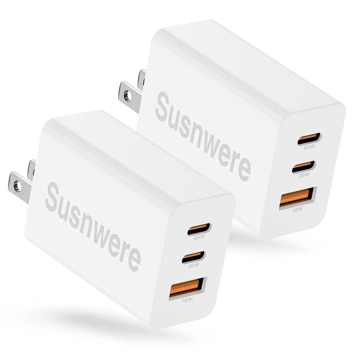  Susnwere DP-A127G65 100W 3-Port USB-C Charger 2-Pack — product photo