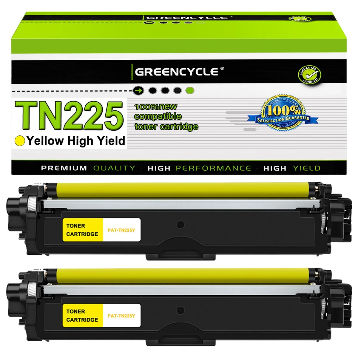 GREENCYCLE GREENCYCLE TN225 Yellow Toner Cartridge 2 Pack 2200 Pages — product photo