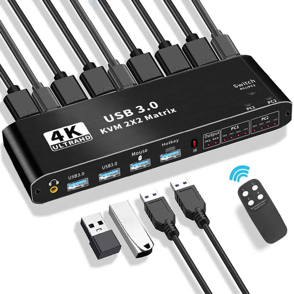 ESTONE ESTONE OZK3-1 2x2 HDMI KVM Switch 4K 60Hz USB 3.0 — product photo