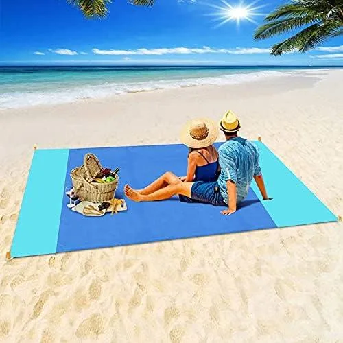 Green square outdoor rug, 79 by 83 inches, lightweight polyester with sandproof finish