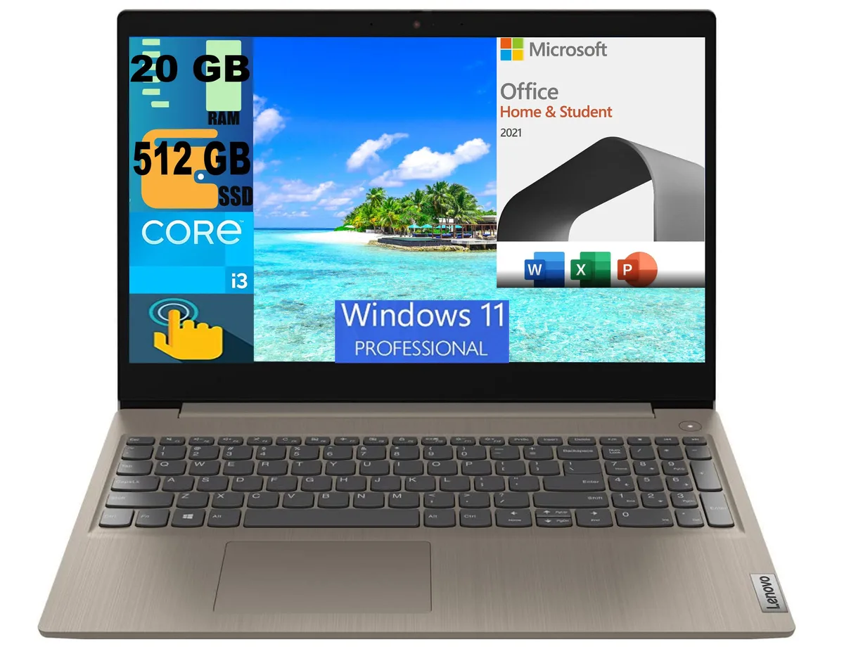 Lenovo Lenovo Ideapad 3 15 15.6" HD Touchscreen i3-1115G4 20GB 512GB Windows 11 Pro Almond — product photo