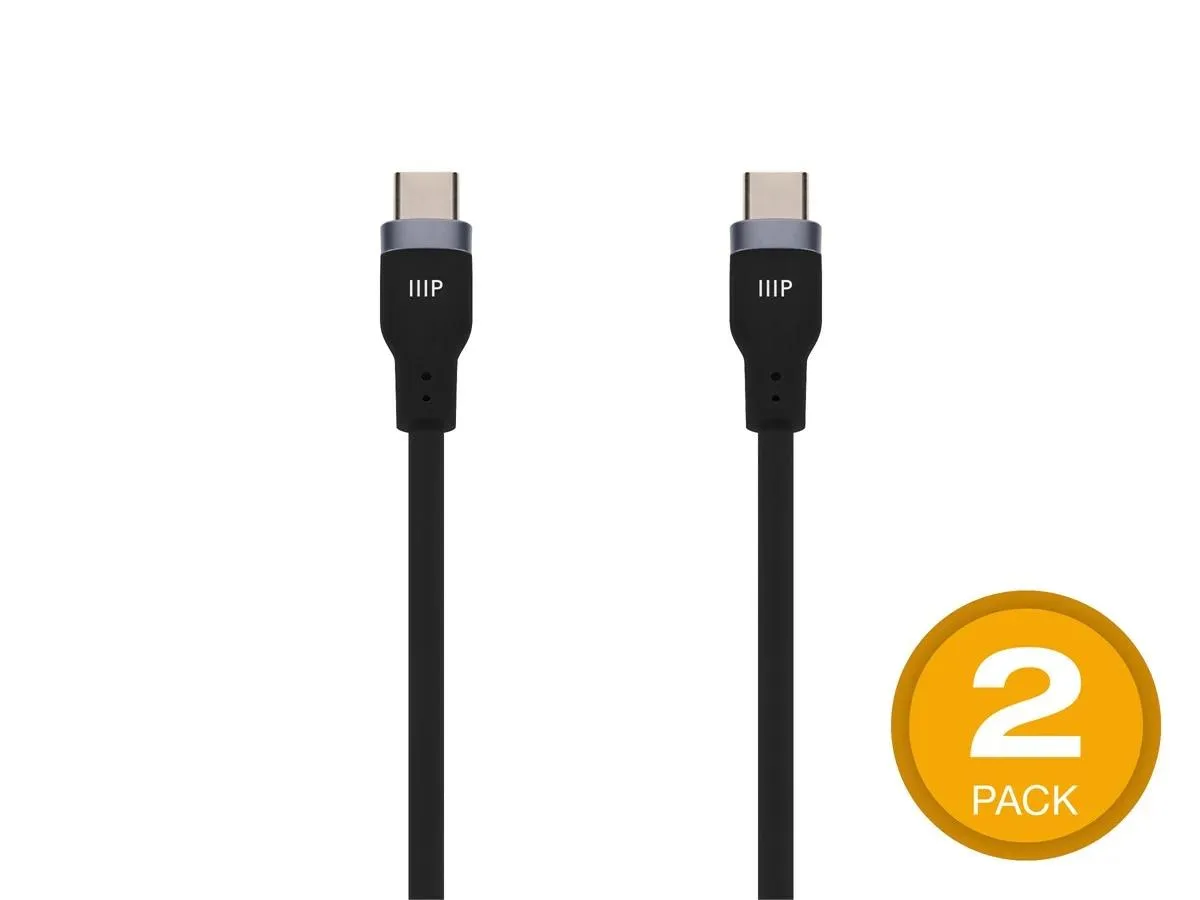 Monoprice Inc. Monoprice 148858 USB-C to USB-C Silicone Charging Cable 2.0 240W 10ft Black 2 Pack — product photo