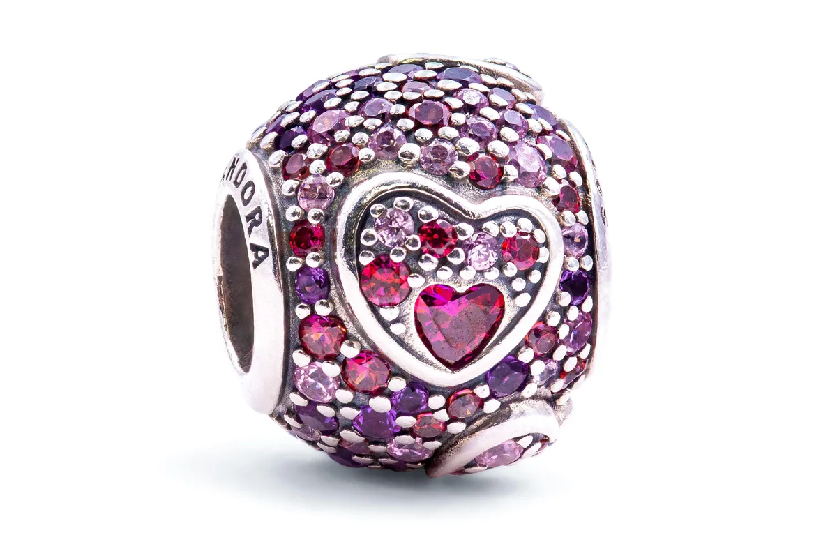 PANDORA PANDORA Asymmetric Hearts of Love Charm 925 Sterling Silver bracelet — product photo