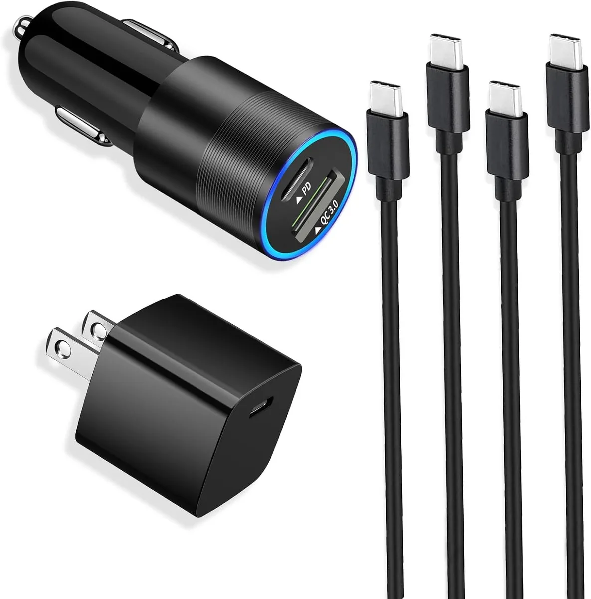 Leelbox Leelbox 48W Car Charger Kit with 20W Wall Charger and 2×3.3 ft USB-C Cables — product photo