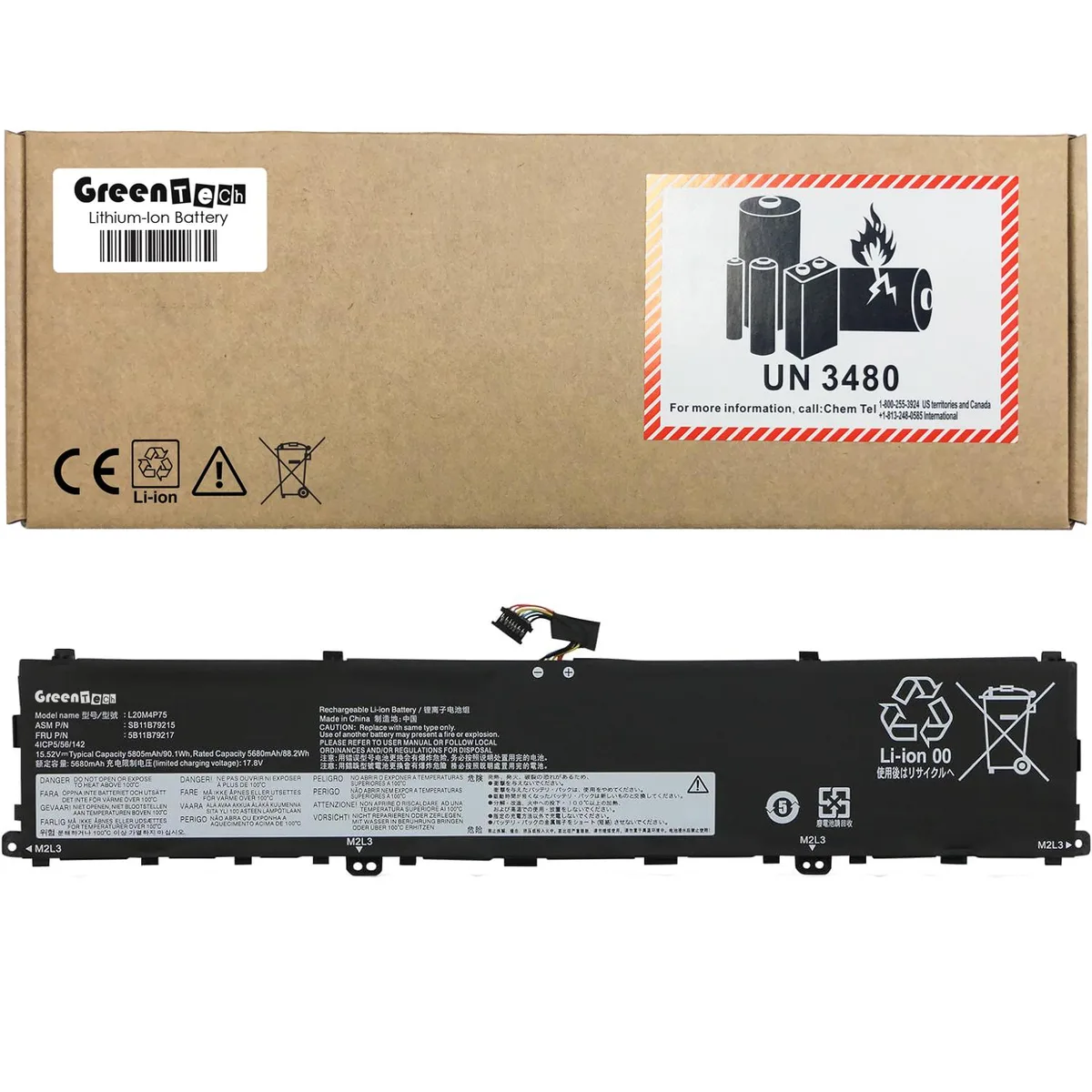 GreenTechLLC GreenTechLLC 5M11L99160 L20M4P75 90Wh laptop battery — product photo