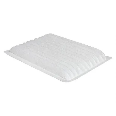 Rectangular white automotive cabin air filter panel, 7 by 4-3/4 by 11/16 inches