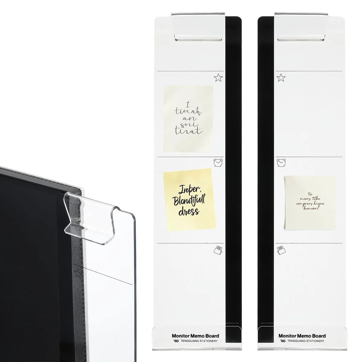  PATIKIL pta250429tt000444jp Sticky Note Holder 2-Pack Transparent Black 300x80x24mm — product photo