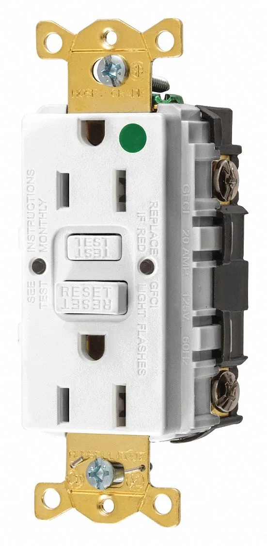 Hubbell Incorporated Hubbell Incorporated GFR82W GFCI Receptacle 15A 125VAC 5-15R White — product photo