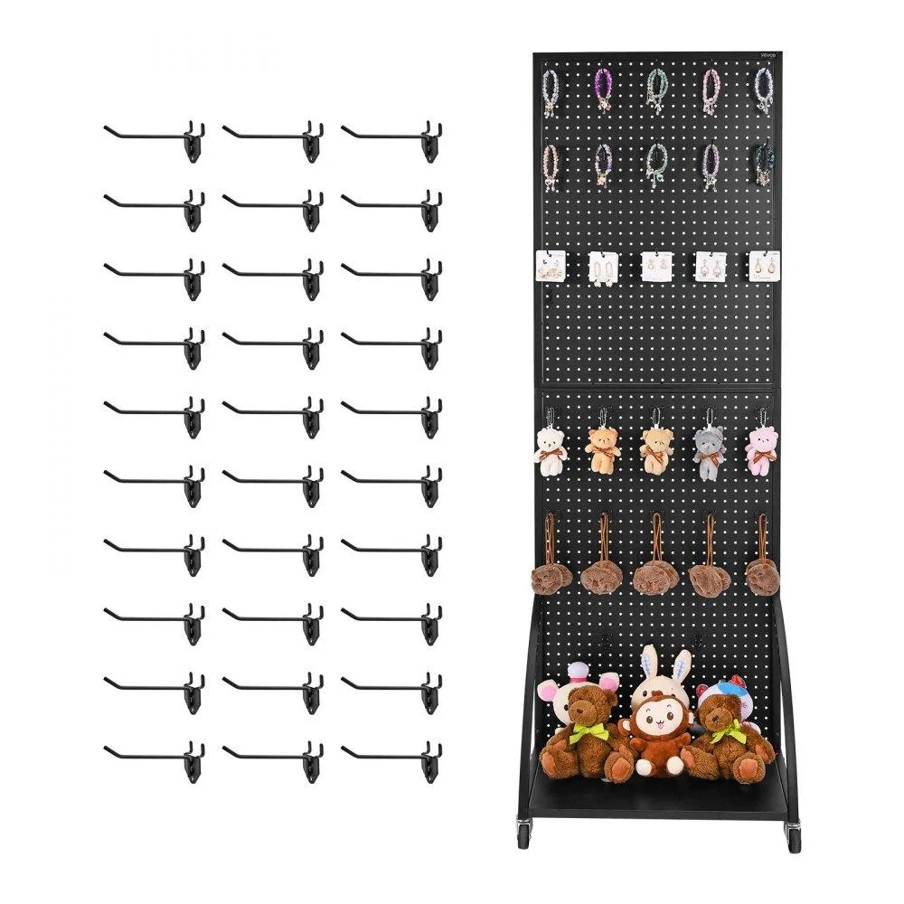 VEVOR VEVOR Standing Pegboard Display 23.7 x 66 in 30 Hooks Black — product photo