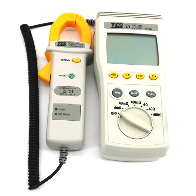 Red handheld battery capacity tester model 33A