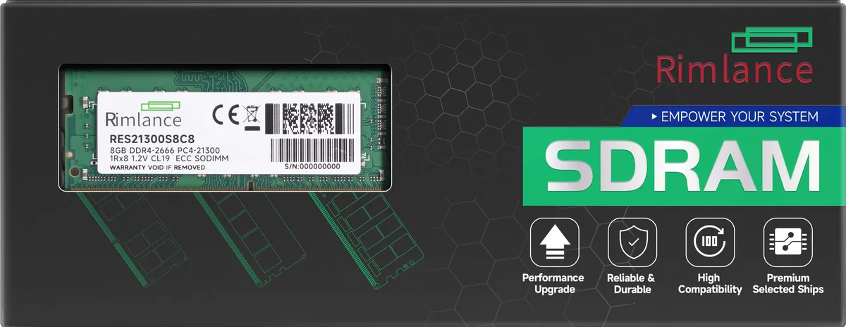 RIMLANCE RIMLANCE RES21300S8C8 8GB DDR4 2666 ECC SODIMM 1Rx8 — product photo