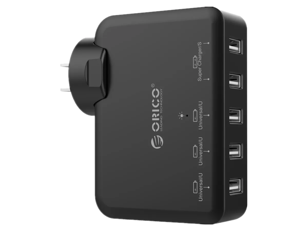 Orico Orico DCAP-5U-US-BK 5-port USB charger 40W 2×2.4A 3×1A black — product photo