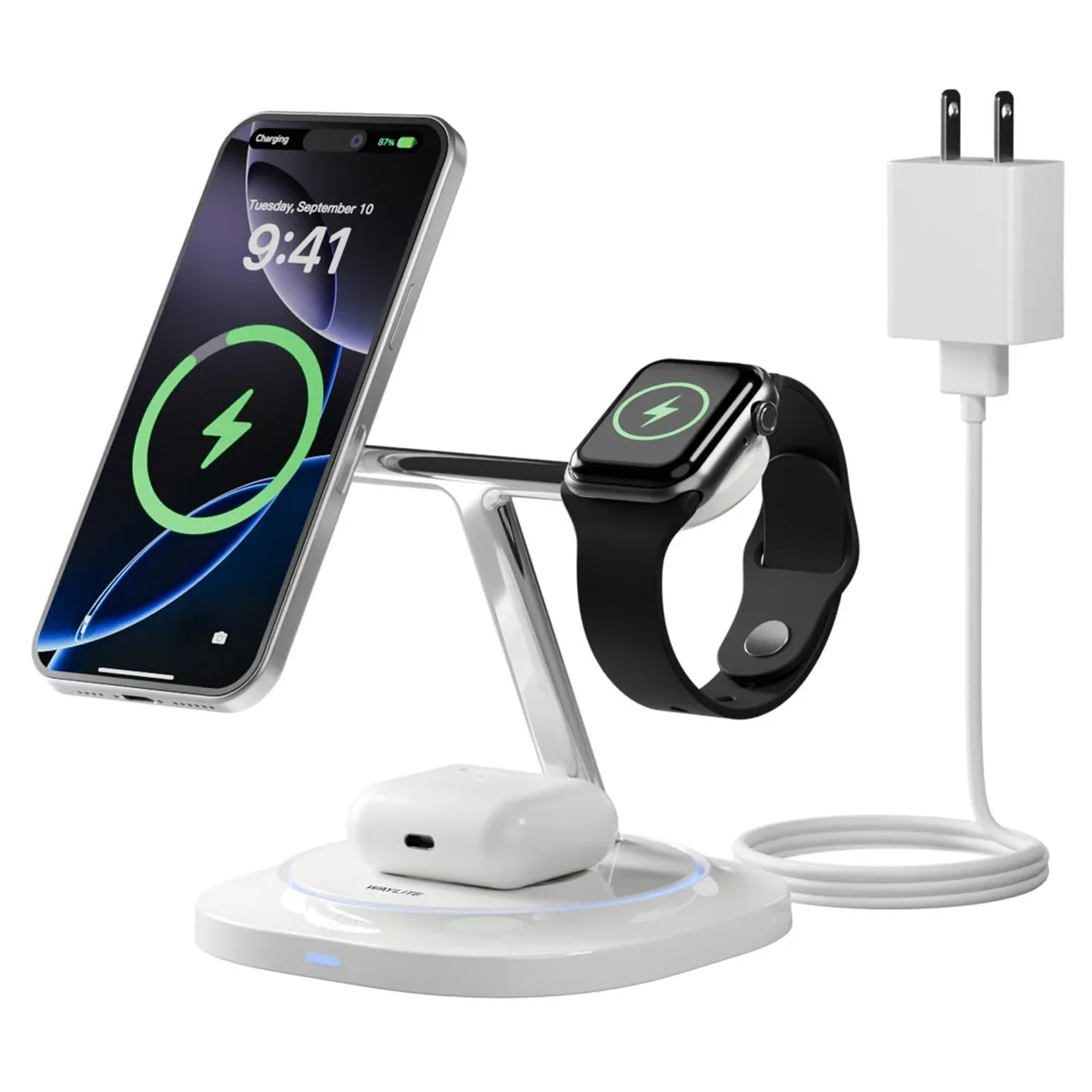  WayLite 3-in-1 Magnetic Wireless Charger White — product photo