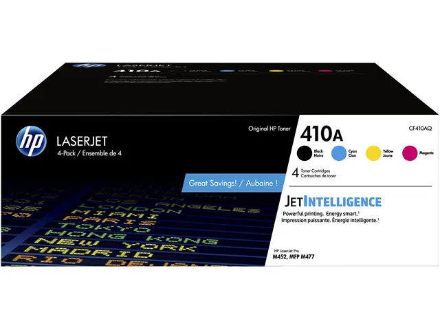 HP HP CF410AQ 410A 4-pack toner cartridges (genuine brands) — product photo