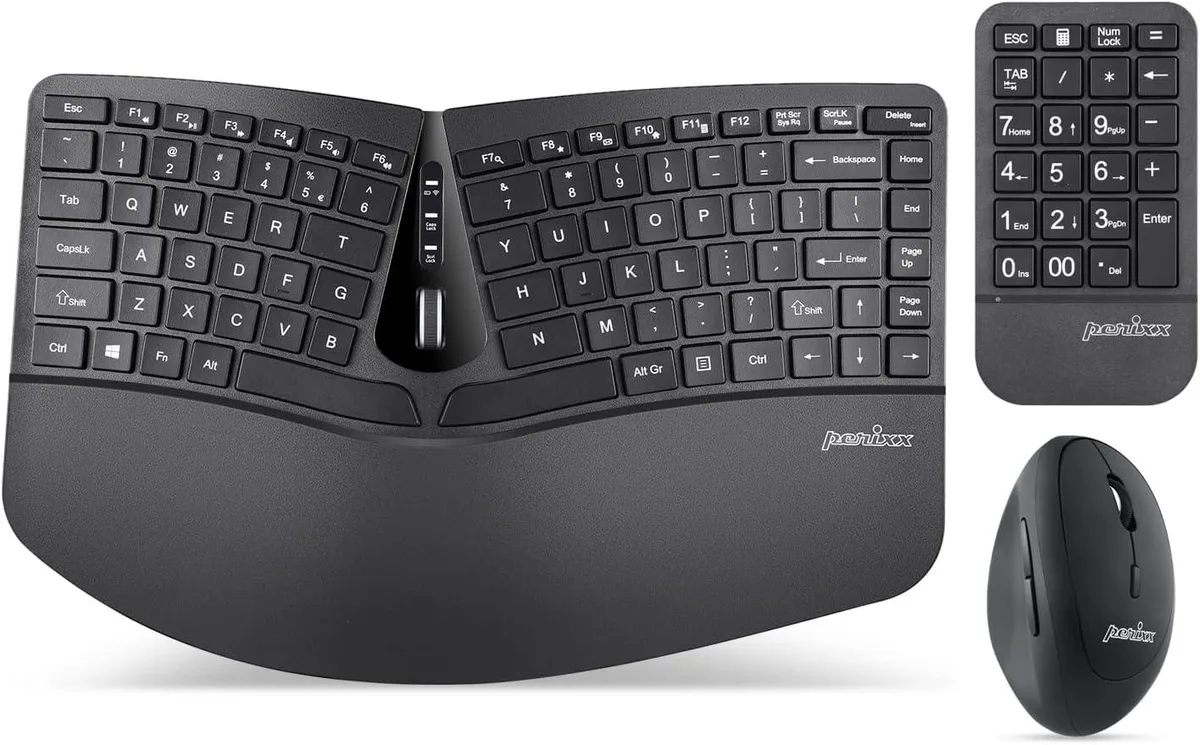 Perixx Perixx PERIDUO-606A 3-in-1 Ergonomic Keyboard with Vertical Mouse and Numeric Keypad — product photo