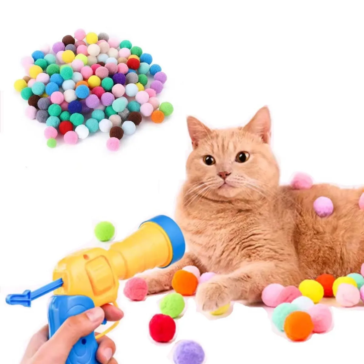 3MNSCD 3MNSCD Cat Toy Ball Launcher Set 100 Balls 13x15cm Launcher — product photo