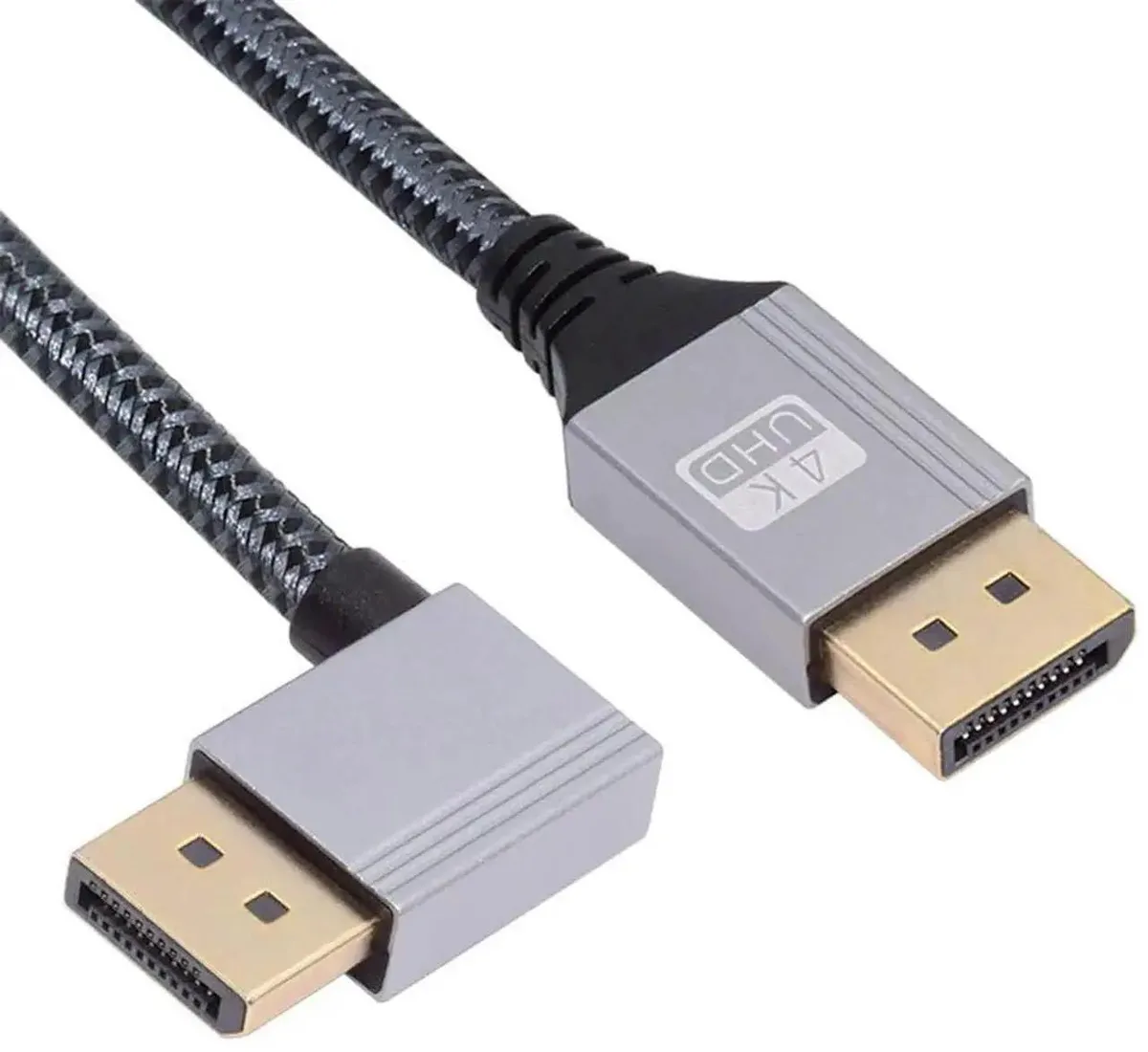 SMUGDESK SMUGDESK 90 Degree Right Angled DP to DP Cable 1M Silver Sleeve — product photo