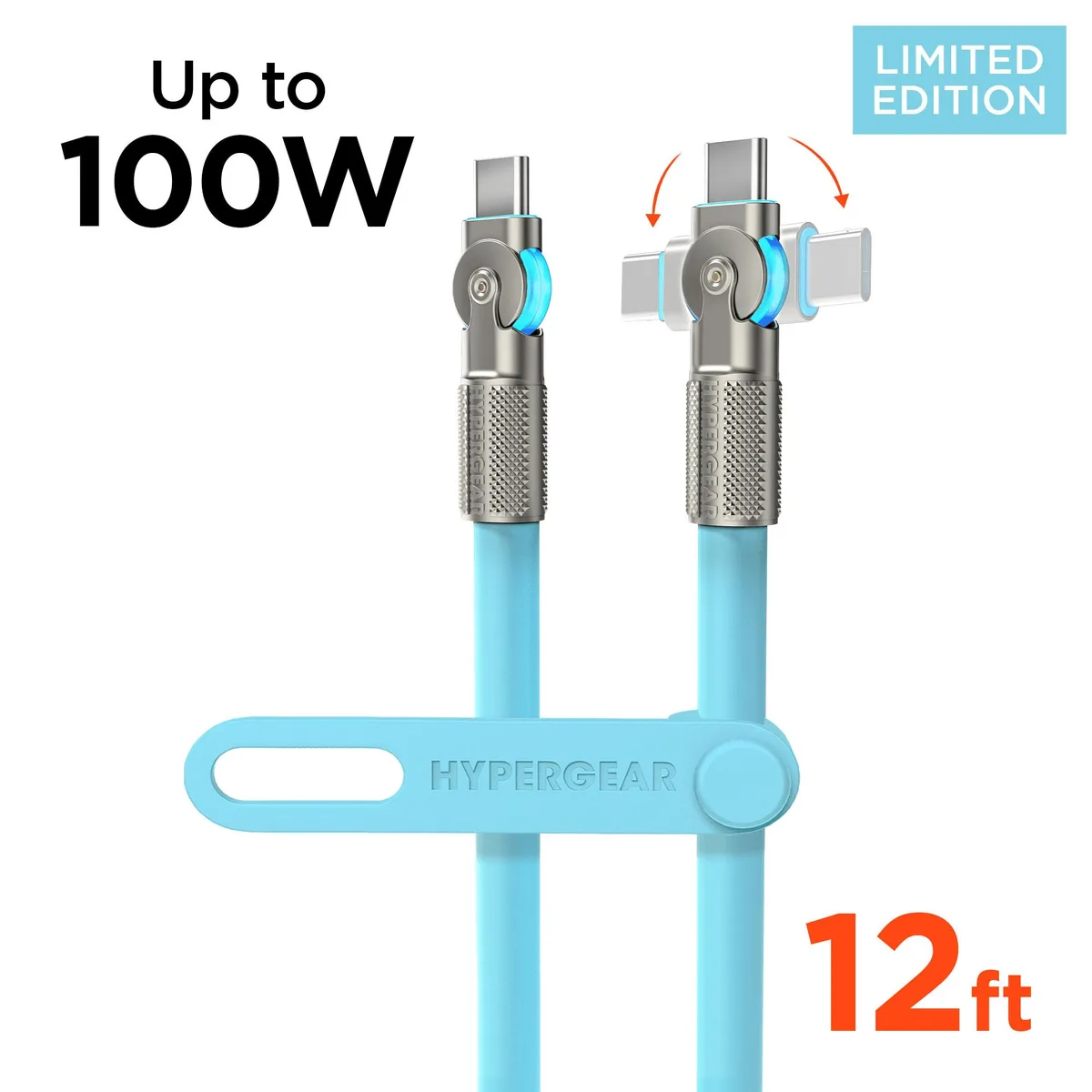 HyperGear HyperGear Chunky180° 100W USB-C to USB-C Cable 12ft Blue — product photo