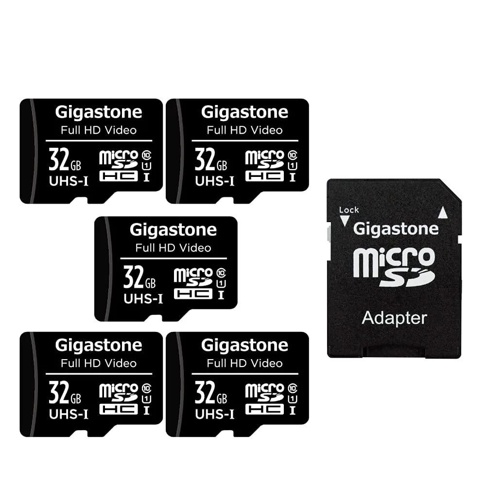 Gigastone Corporation Gigastone 32GB 5-Pack Micro SDHC U1 C10 90MB/s memory card — product photo