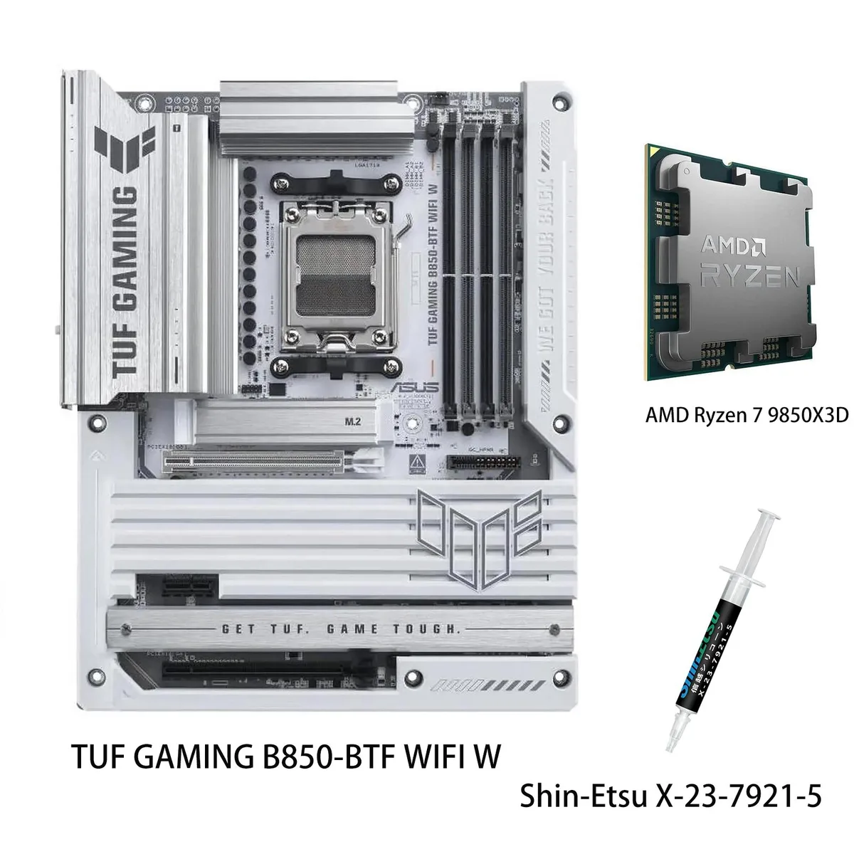 ASUS ASUS TUF GAMING B850-BTF WIFI W AMD motherboard & Ryzen 7 9850X3D CPU combo — product photo