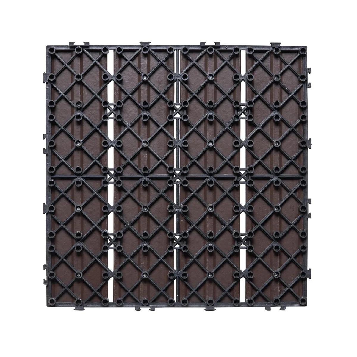 Ten dark brown interlocking deck tiles wood plastic composite 11.6 inch square