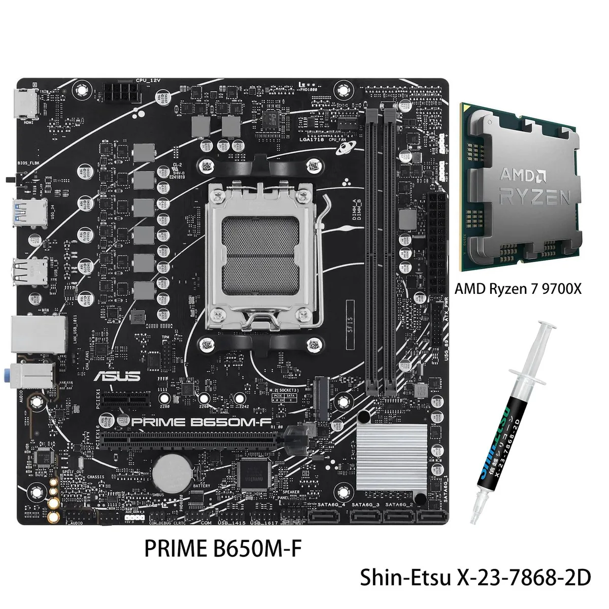 ASUS ASUS PRIME B650M-F + Ryzen 7 9700X AMD motherboard CPU combo — product photo