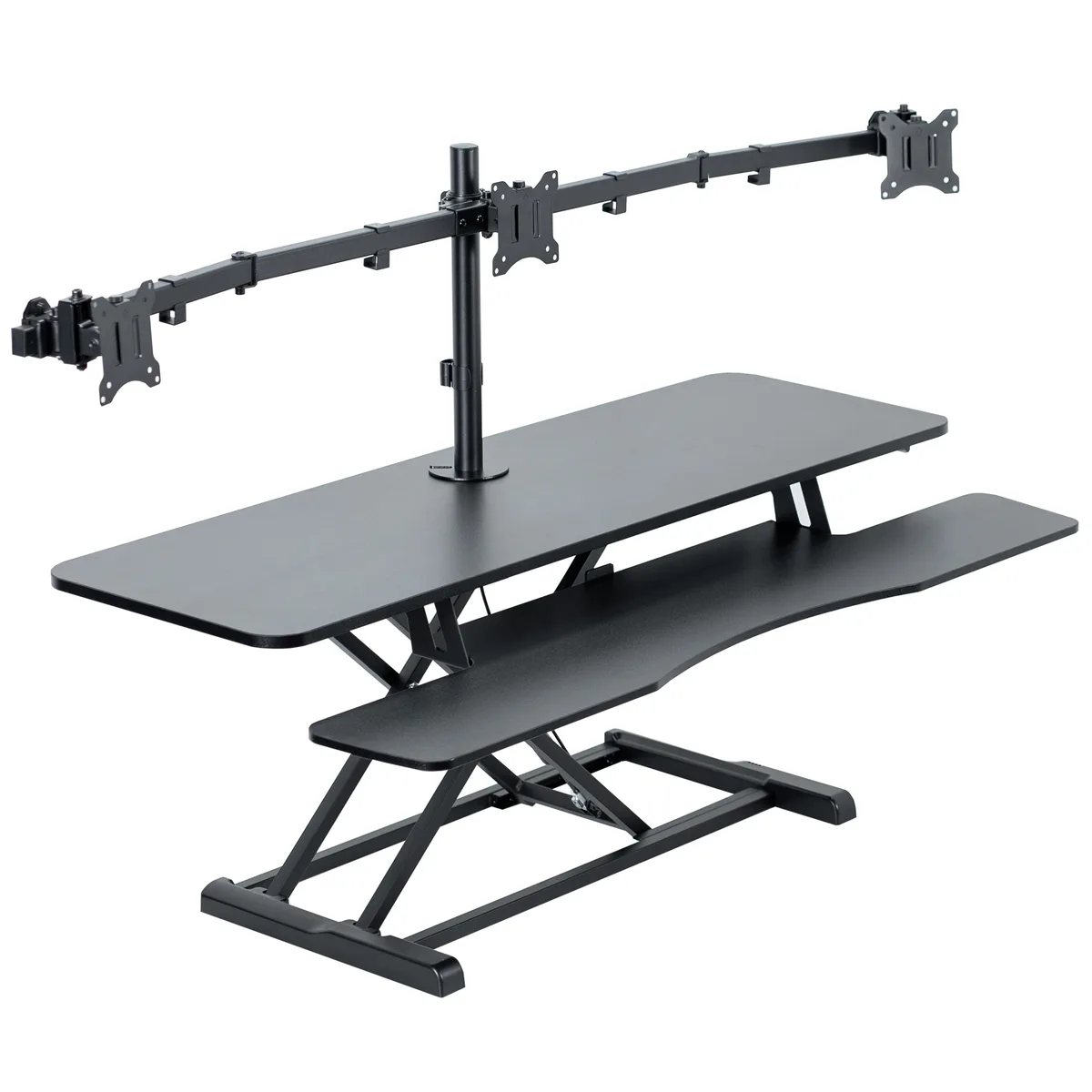 VIVO VIVO 48" Black Standing Desk Riser with Triple 21.5"-27" Monitor Mount — product photo