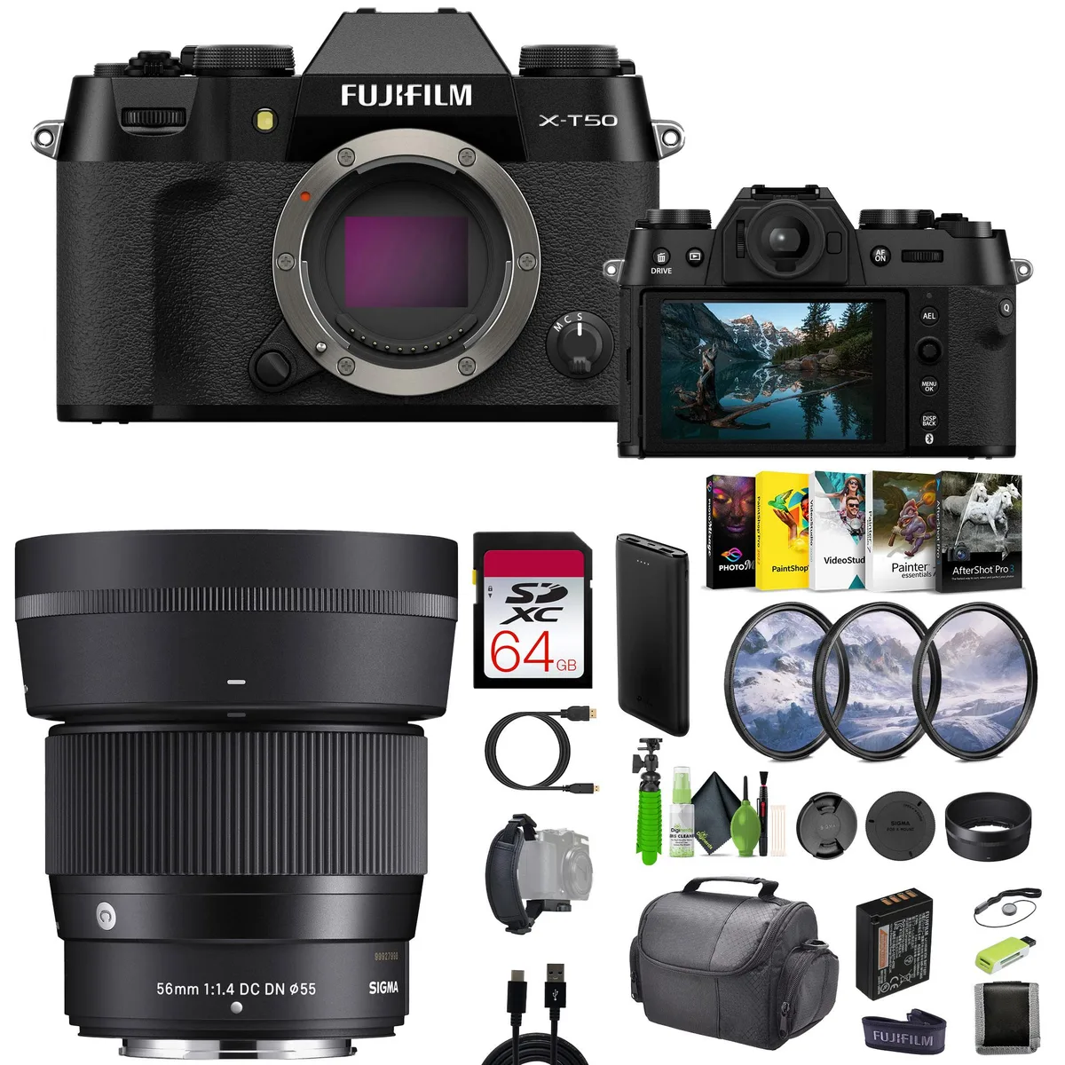 FUJIFILM FUJIFILM X-T50 40.2MP Camera Kit with Sigma 56mm f/1.4 Lens — product photo