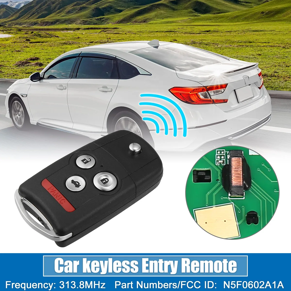 Unique-Bargains Unique-Bargains 4 Button Flip Key Fob N5F0602A1A 313.8MHz 46 Chip Acura MDX 2007-2013 — product photo