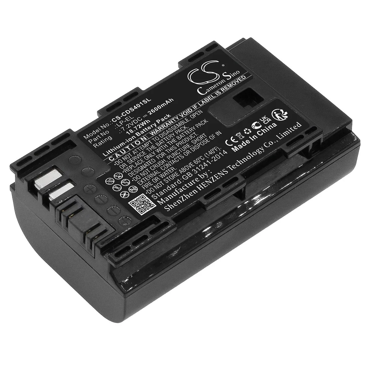  CameronSino LP-EL 2600mAh 7.2V camera battery — product photo
