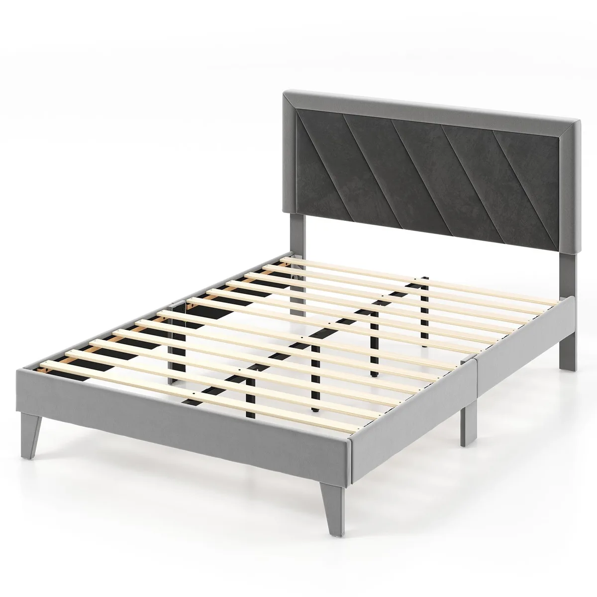 SlickBlue SlickBlue Full Platform Bed Gray 77x41x41.5 12 Slats 1763 lbs — product photo