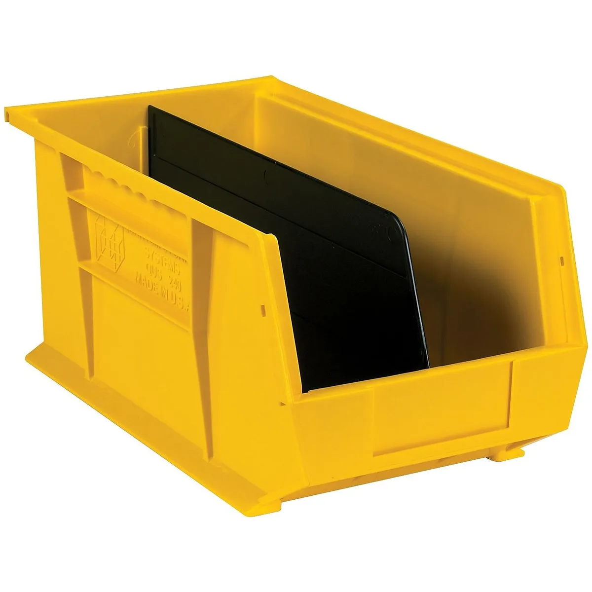 Six black plastic bin dividers measuring 17 by 10 1/4 inches