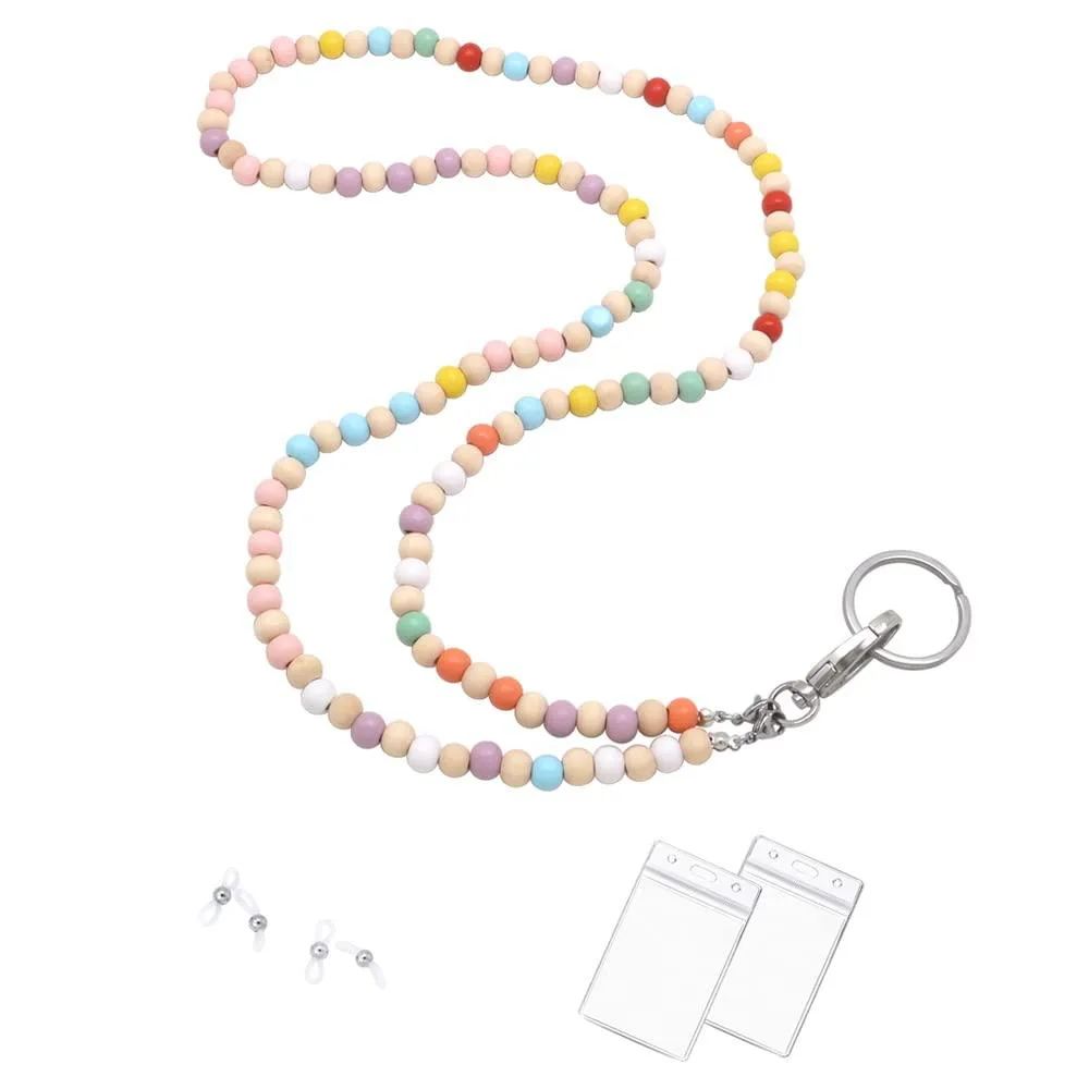  C&amp;L Accessories Beaded Wood Lanyard 34 Inch Multi-Colour Neckwear — product photo
