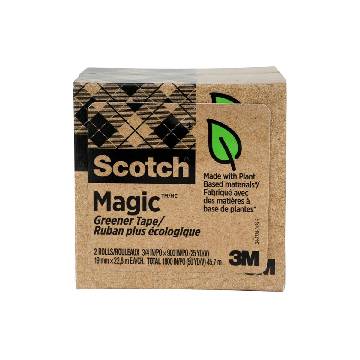  3M 812-2P Fastener, 2 Rolls, 53% Plant-Based, 3/4 x 900 Inches — product photo