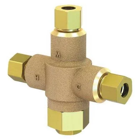 Brass thermostatic mixing valve with compression fittings