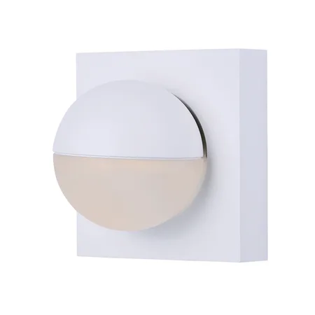 White aluminum wall sconce 4.25 inches wide with acrylic diffuser
