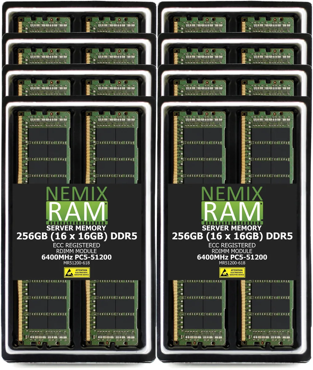 NEMIX RAM NEMIX RAM 256GB (16 x 16GB) DDR5 6400MHz ECC RDIMM Server RAM — product photo
