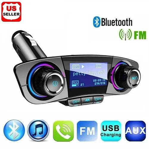 NShi NShi Bluetooth Car FM Transmitter 12-24V 2.1A 1.3in car hd radio — product photo
