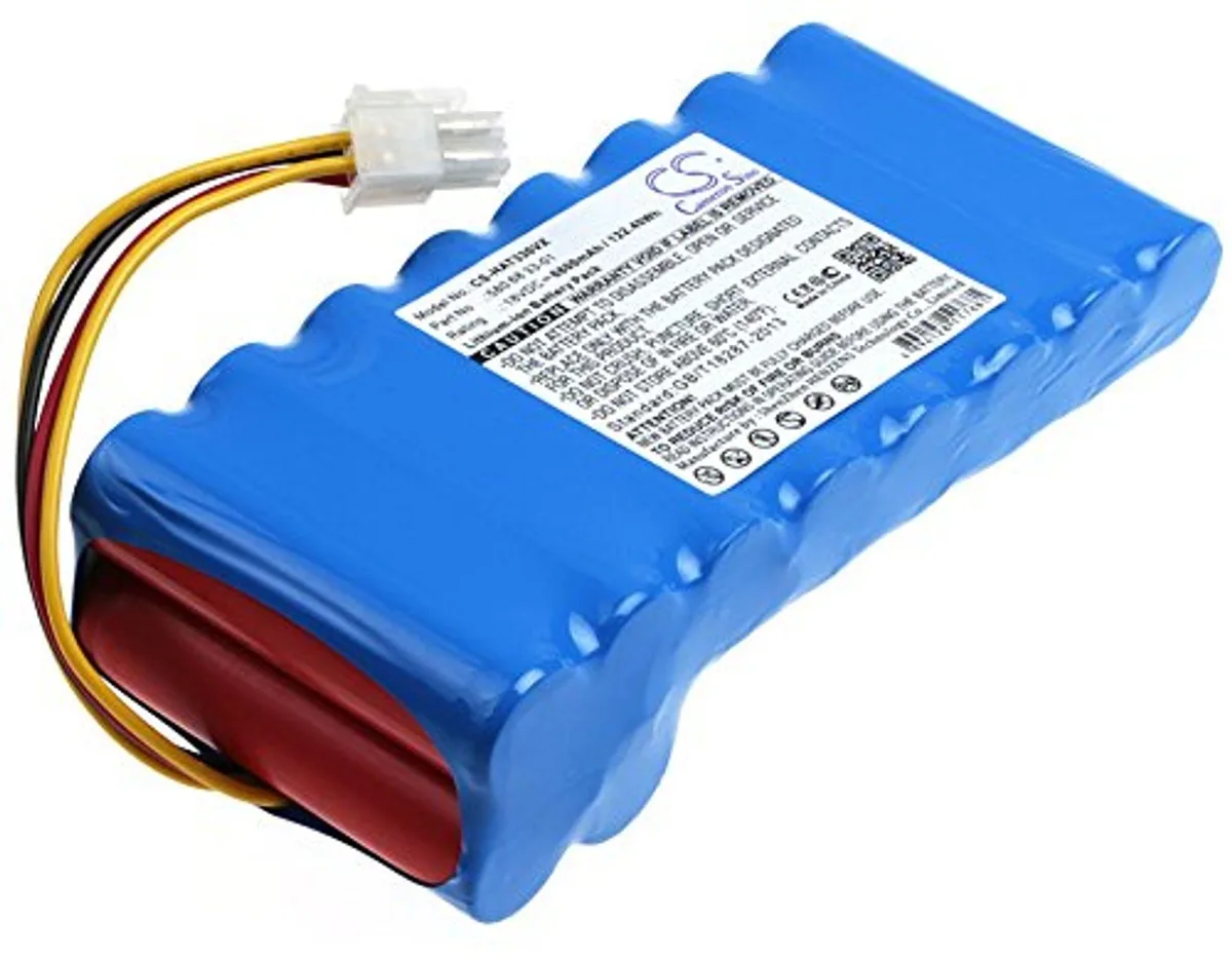Rectangular black battery pack with connector terminals