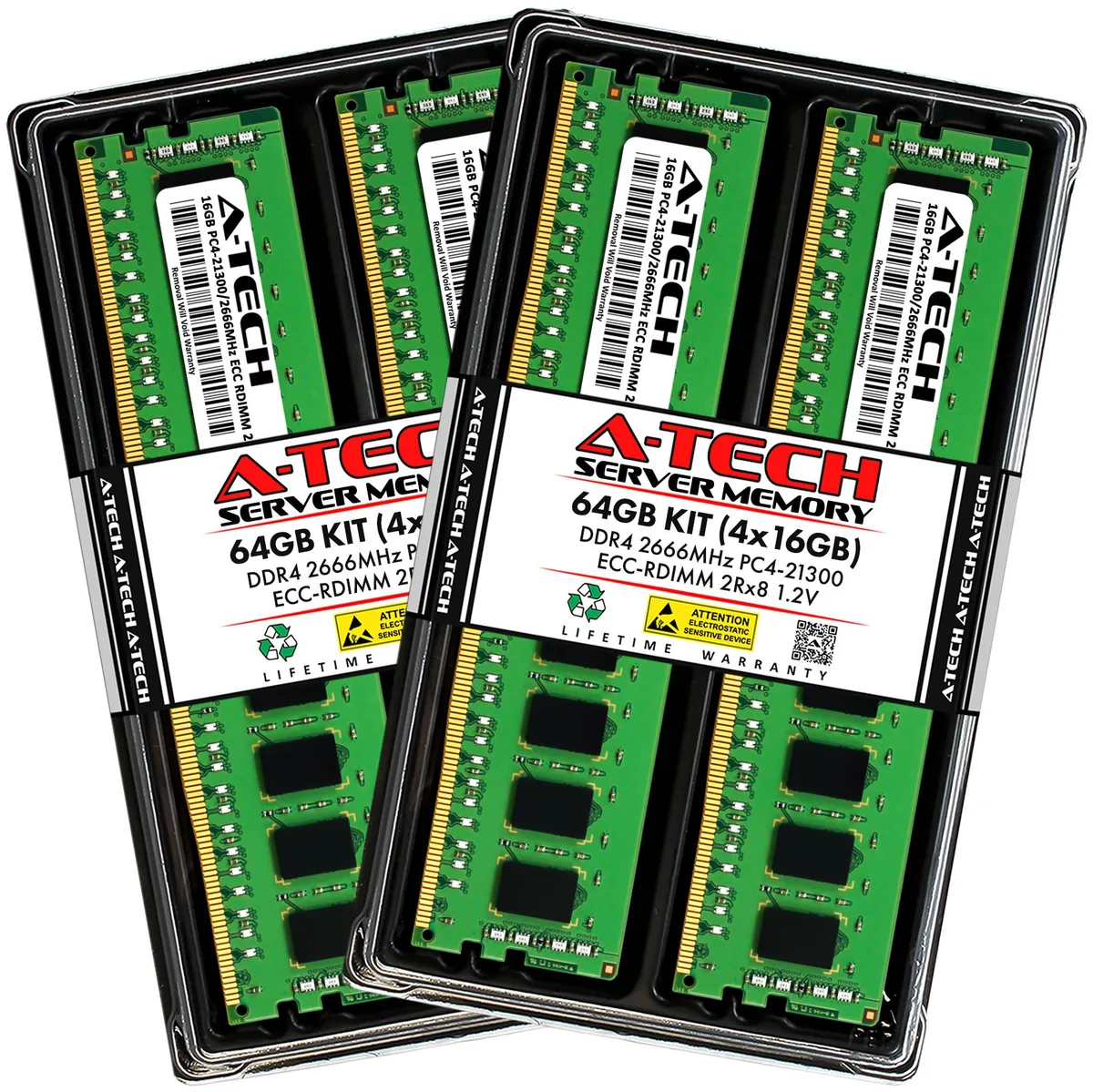 A-Tech A-Tech 64GB Kit (4x16GB) DDR4 2666 ECC RDIMM for Mac Pro 2019 8-Core memory upgrade — product photo