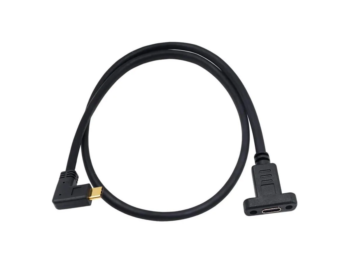 BUCIER BUCIER 90 Degree USB 3.1 Type C Male to Female Extension Cable 60cm Panel Mount Screw Hole — product photo