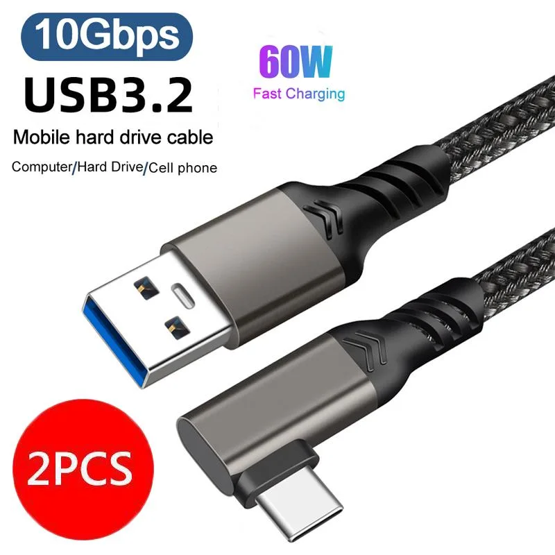 LUOM LUOM PQ126 USB 3.2 A to C 90° Braided 10Gbps 60W 1.6ft 2 Pack — product photo