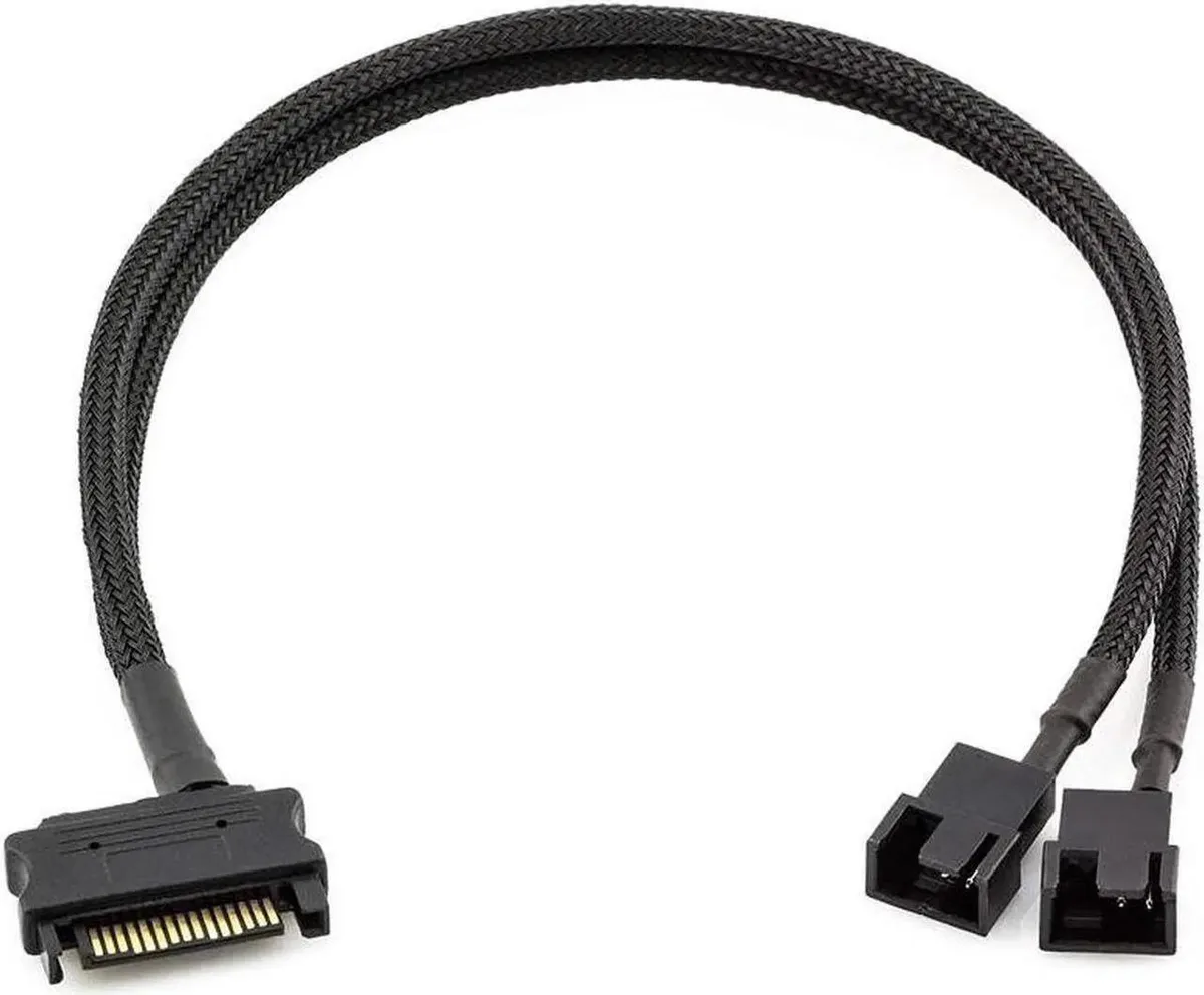 Vszerda Vszerda 15-pin SATA to 2x 3/4-pin fan splitter cable 10 inch black — product photo