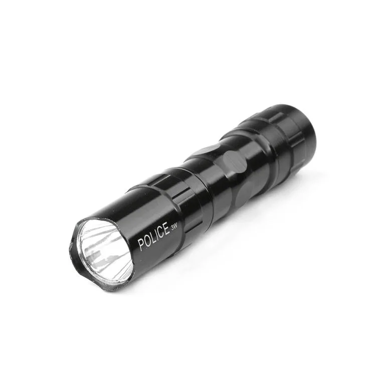 Small aluminium flashlight, 9.5 cm long, keychain ring attached